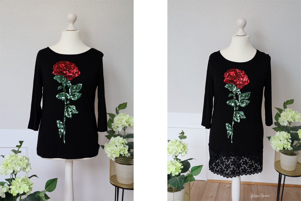 Shirt mit Spitze aufgehübscht 3 Shirt mit Spitze